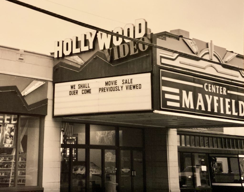 Vintage Hollywood Video store with marquee sign.